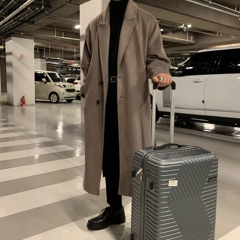 Männer Anzüge Blazer Winter Dicke Wolle Stoff Jacken Koreanischen Stil Streetwear Männlichen Lose Einfarbig Warme Trenchcoat Hohe Qualität windschutzscheibe L220902