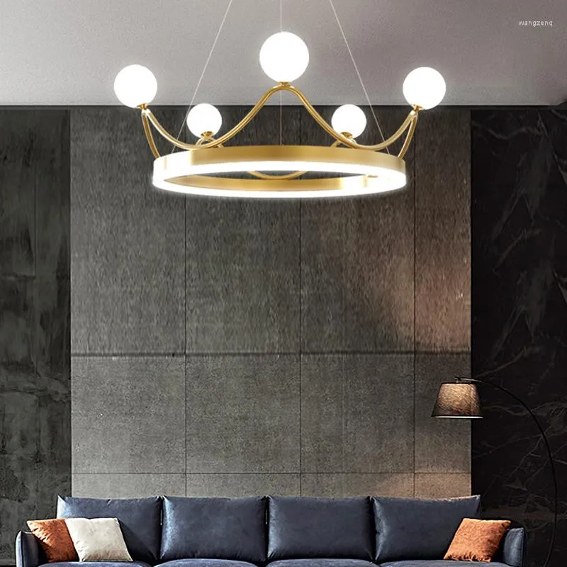 Подвесные лампы дизайнерская люстра комната спальня фойе творческая индивидуальность корона современный роскошный светодиодный потолок