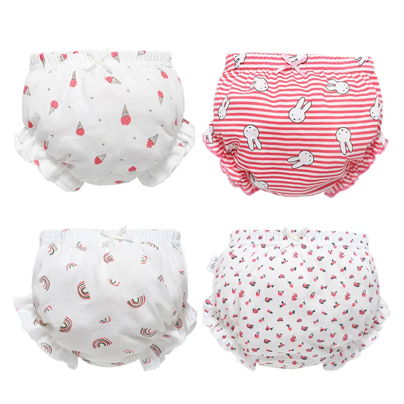 Bébé Couches Lavables 100% Coton Culottes Enfants Fille Infantile Nouveau-Né Mode Solide Arc Rayé Points Sous-Vêtements Pour Enfants Doux Mémoires 20220902 E3