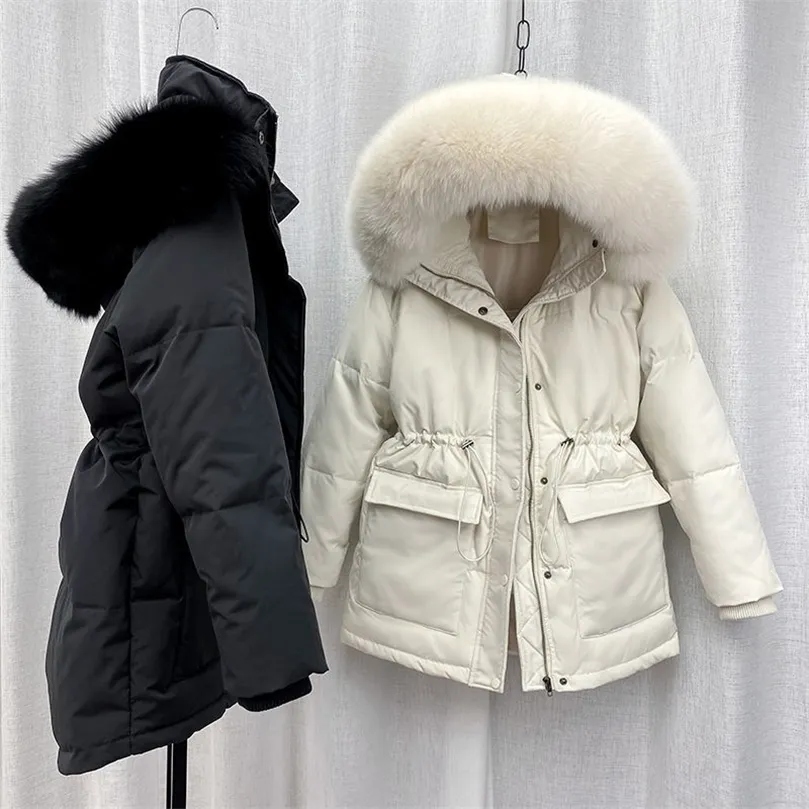 Femmes vers le bas Parkas coton rembourré fourrure Parka grand col de fourrure vers le bas veste d'hiver femmes épais chaud Parkas vêtements de dessus pour femmes 220902