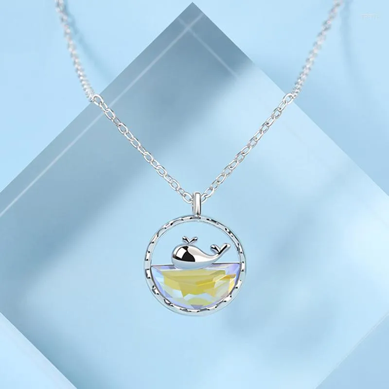 Pendant Necklaces 925 Stamp Whale For Women Magic Color Blue Sea Clavicle Chain Ocean Series Fashion Silver Jewelry2810