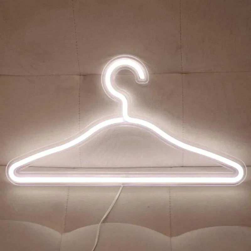 LED Neon Light Clothes Stand Hanger Night Lamp USB Powered Xmas Gift for Bedroom Wedding Clothing Store Art Wall Decor ZC3500