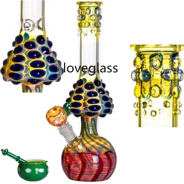 Glass HOOFAHS Svamp Bong Water Pipes Heady Dab Rig Colorful Smoking Pipe Downstem Perc B￤gare Bong med 18mm sk￥l
