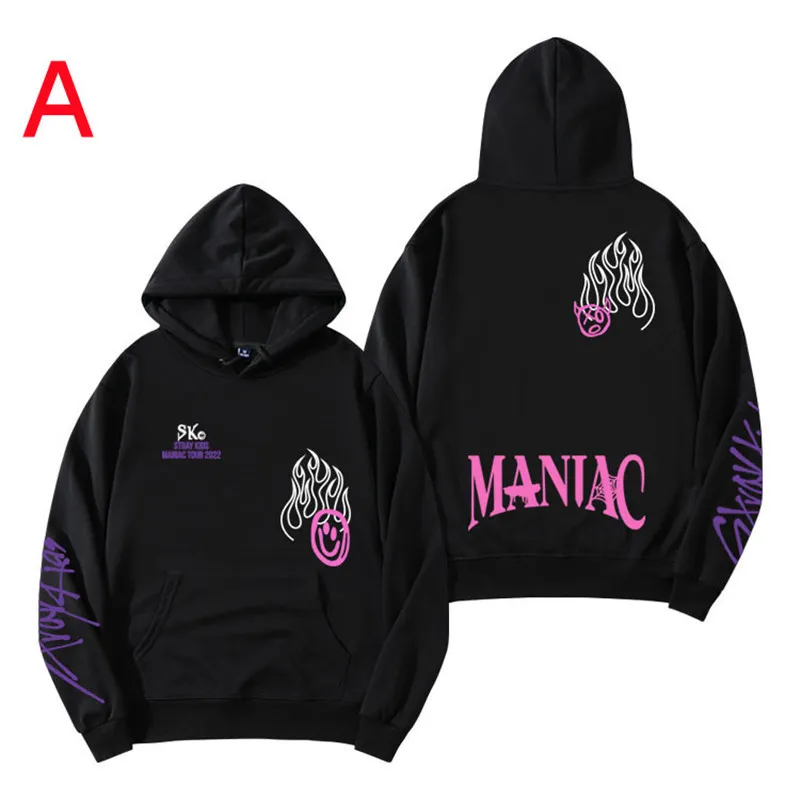 Мужские толстовка толстовок Kpop stray Kids Maniac North American World Tour Concert Office Office Model Hoodie Unisex Casual Pulver Tops 220902