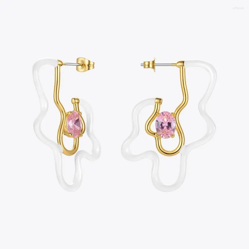 Dangle Küpe Enfashion Düzensiz Beyaz Çiçek Kadınlar İçin Altın Moda Takı Zirkon Piercing Damla Küpe Aretes 2022 E211332