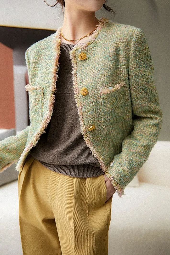 Classic Tweed Jacket for Women - Stylish Western Coat