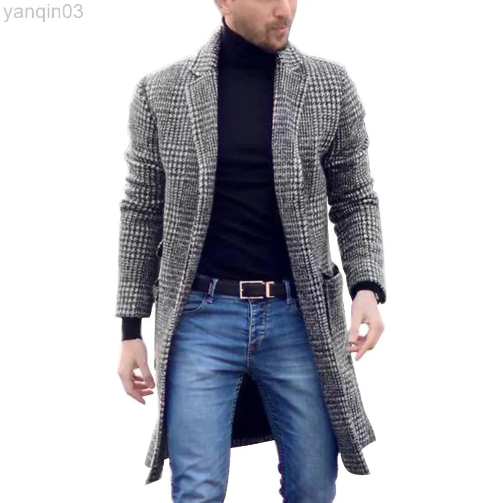 Männer Anzüge Blazer Herbst Winter Jacke Männer Mantel Lässig Feste Mantel Lange Männliche Junge Wolle Jacke L220902