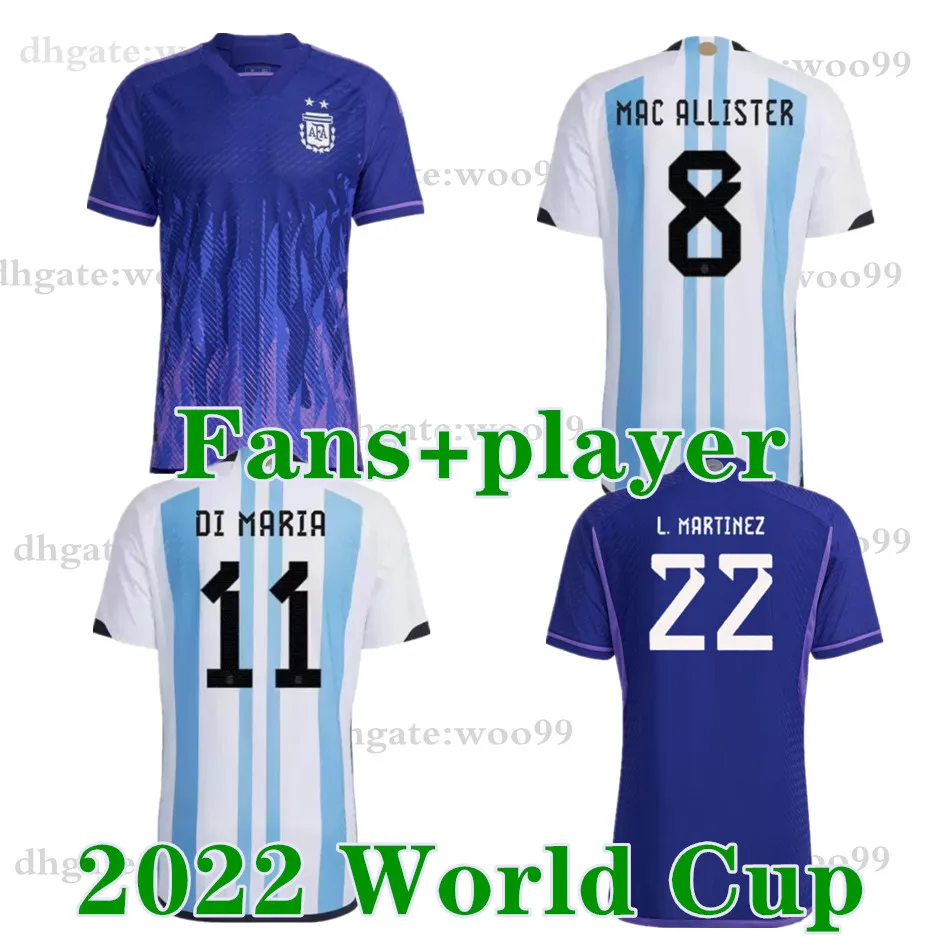 22 23 Argentina Away Away Soccer Jersey 2022 Cope America Home Home Football قمصان 2023 2021