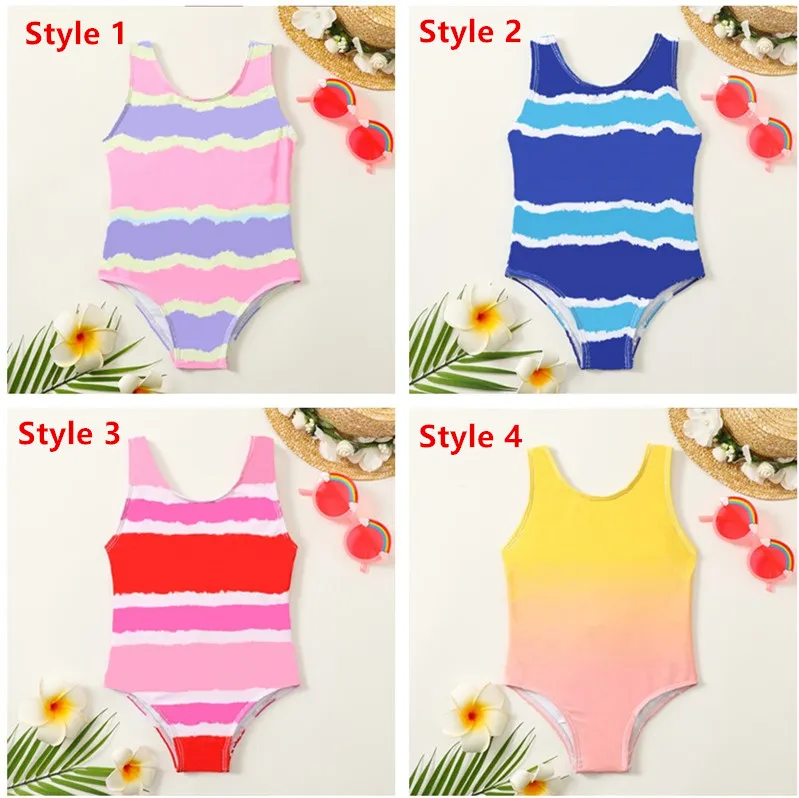 Costumi da bagno firmati per bambini Costumi interi da spiaggia per vacanze alla moda Neonate Costumi da bagno estivi con lettere stampate Costumi da bagno per bambini 4 colori disponibili