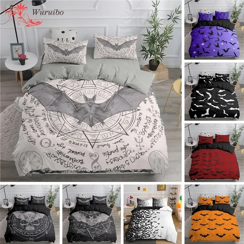 Bedding sets Halloween Flying Set Bats Duvet Cover Witchcraft Magic Polyester Comforter Single Double King Bedclothes 220901