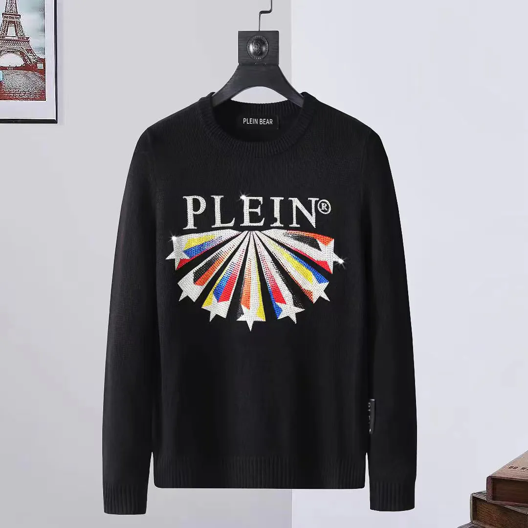 Plein Bear Swatters pullover ls intarsia czaszka pp męskie swetry długie tuleczki Wielkie litery Budge Rhinestone unisex bluza męska