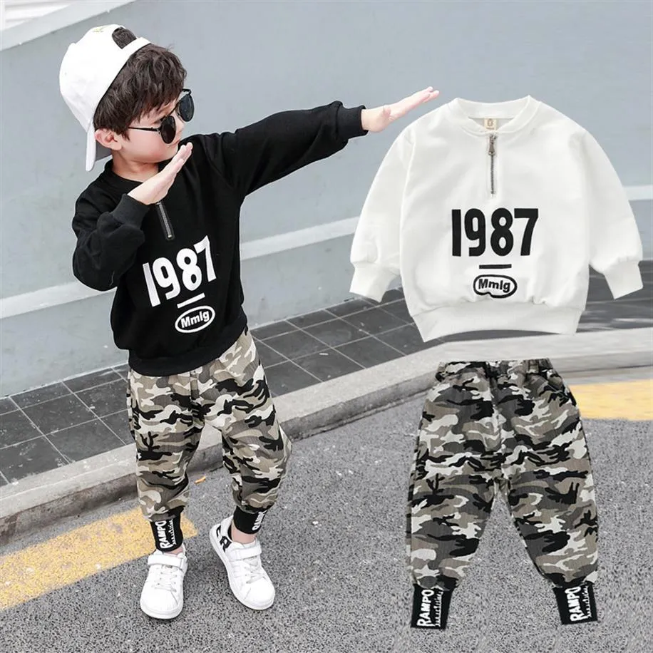 2pc Kids Big Boys Clothing Set Shots Moola Boy Top Brons Stails Suits Kids Camouflage Tracksuits для 3-12T T20070251X