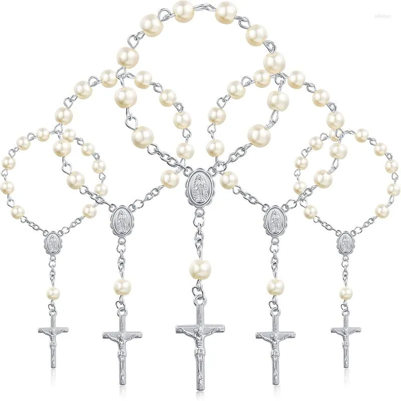 Braccialetti di fascino 30pcs battesimo rosario perle di dito rosarie perle fauci per favori la comunione del battesimo
