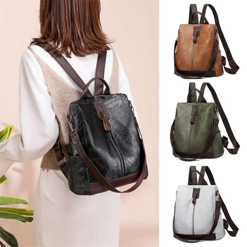 Школьные сумки женский рюкзак Mochila feminina Многофункциональная девчонка кожаная бренда женская сумка на плечо мешок для проезда Dos Back Pack 220901