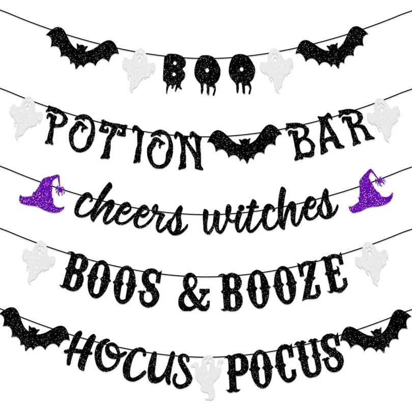 Другая вечеринка по снабжению поставлена ​​1pcs Halloween Banner Garland Paper Banner Bat Bat Ghost Props Hallowen Decor Happy Halloween Party для домашнего декора Рождество 220901