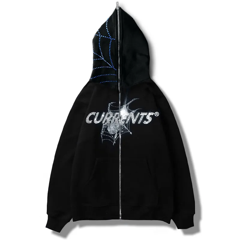 DHgate.com:Gothic Spider Diamond Mens Zip-up Hoodie