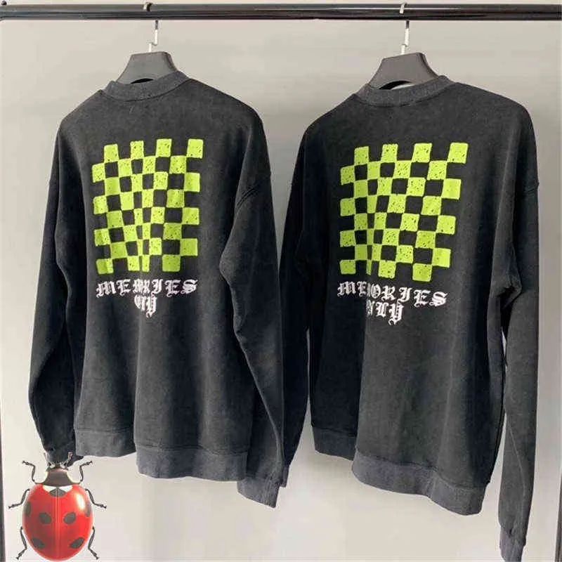 Heren Hoodies Sweatshirts Zware stof Askyurself Sweatshirts Vintage gewassen oude hoodie Men Women Hoge kwaliteit Yelow Checkerboard Print Pullover T220901