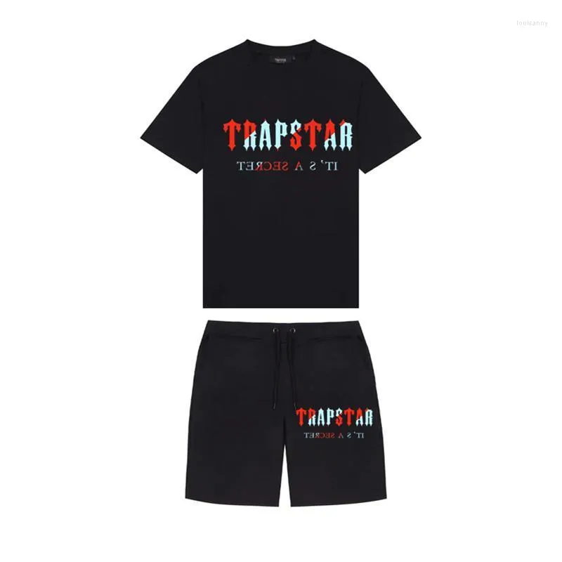 Herr t-skjortor märke Trapstar Herrkläder T-shirt Tracksuit Set Harajuku Topps Tee Funny Hip Hop Color T Shirt Beach Casual Shorts