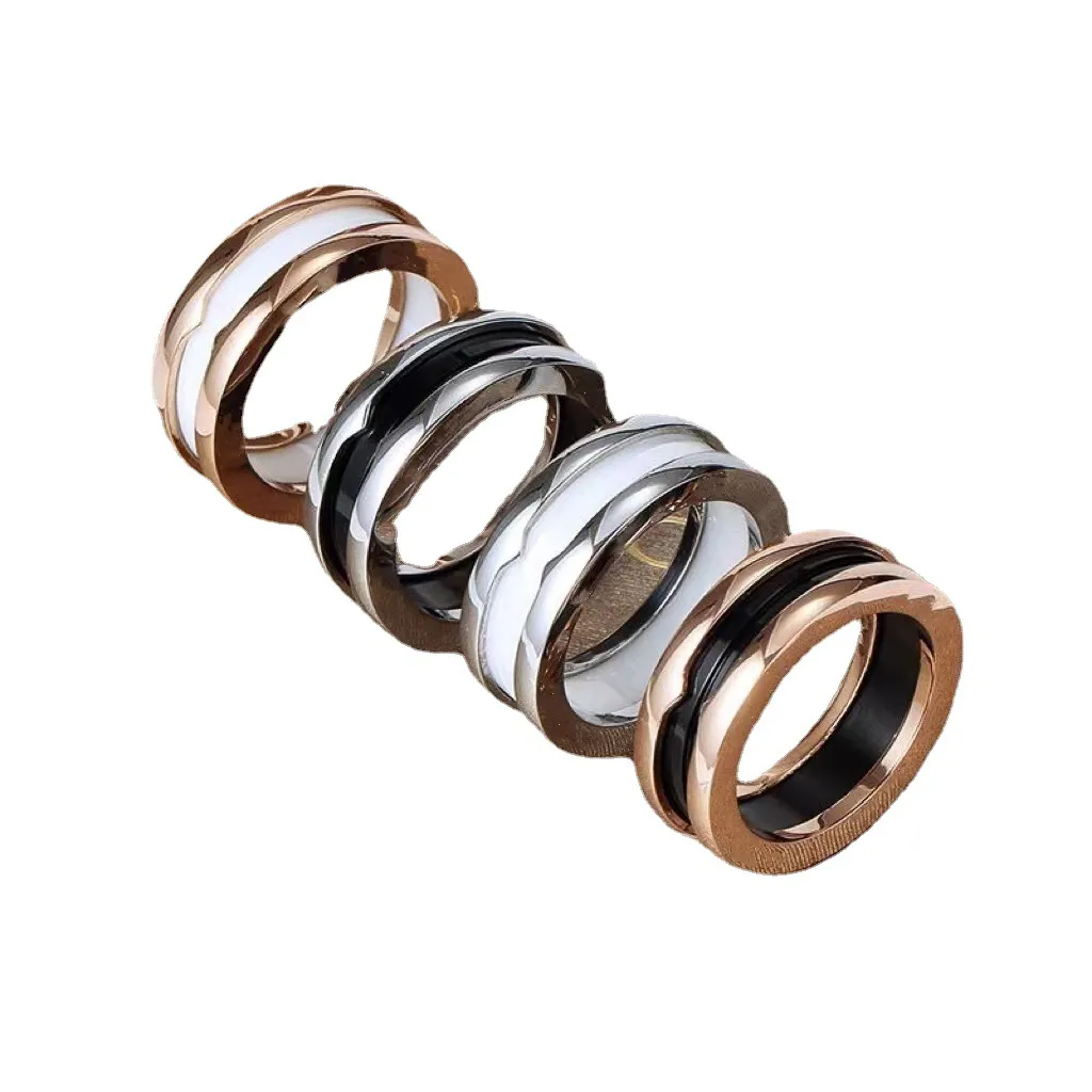 Designer Wedding Ournings for Women Ceramic Titanium Steel Gold Ring Biżuter