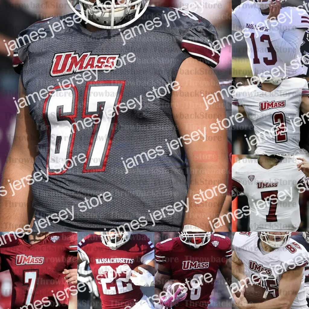 American College Football Wear Custom Umass Massachusetts College Football Jerseys Randall West Andrew Brito Victor Cruz Bilal Ally Zak Simon Sadiq Palmer Roberso