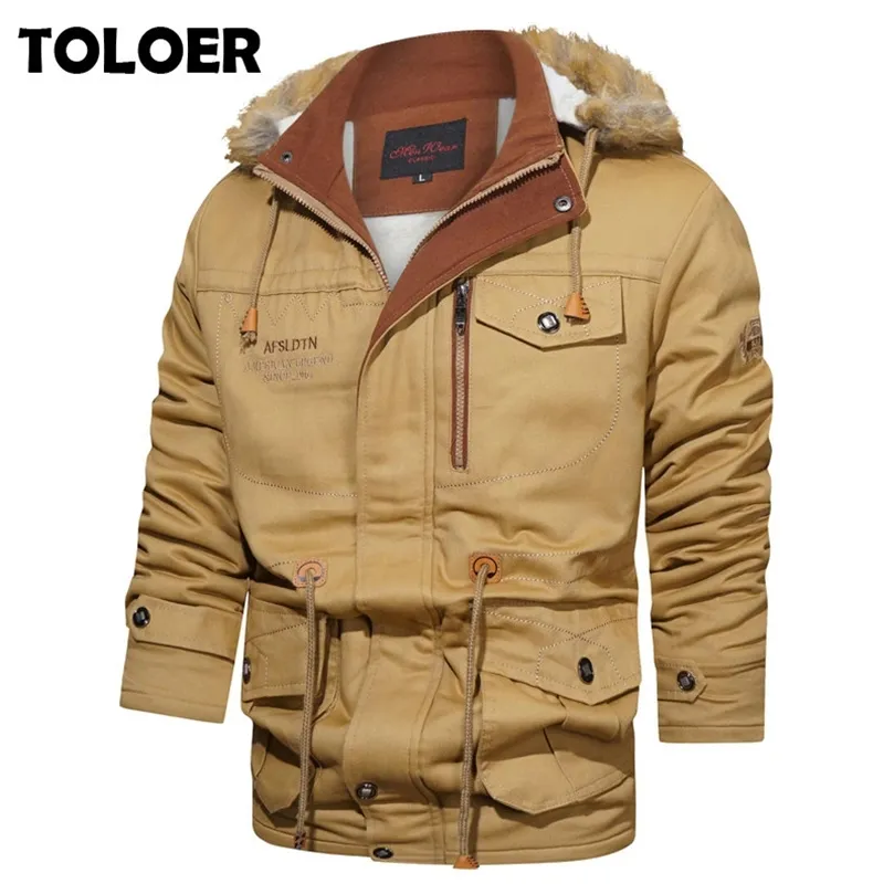 Mens Down Parkas Winter Jacket Män huva fleece ullfoder Varm kappa Male Thicken Cotton Tyg Jackor Långt ytterkläder Överrock Vindbrytare 5xl 220902