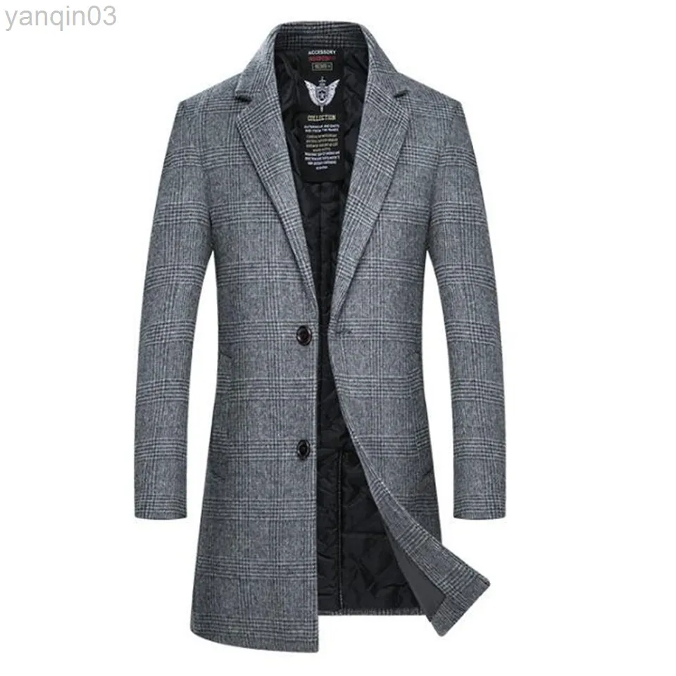Costumes pour hommes Blazers nouveau gris automne et hiver veste en laine mince mi-long Trench manteau épais mélanges s L220902