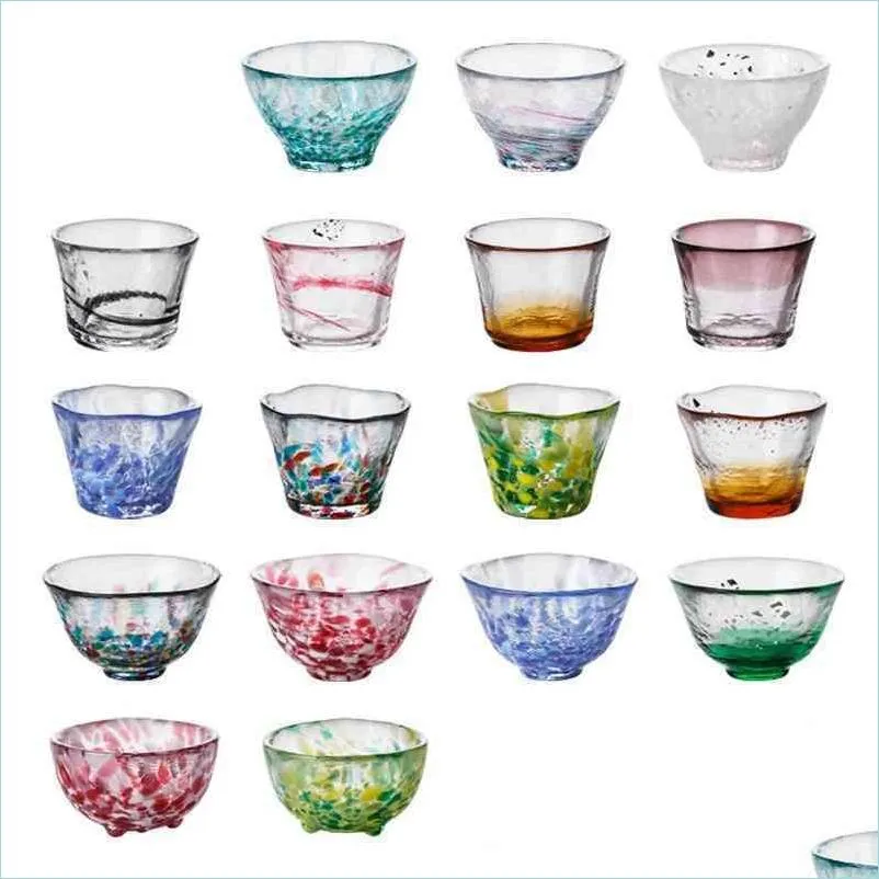 Weingläser, handgefertigtes Glas, kleines Weinglas, farbige Sets, Sake-Becher, Janpane-Stil, Wasserflasche, Glaswaren für Getränke, Drop-Lieferung, 20 Dh0Jx