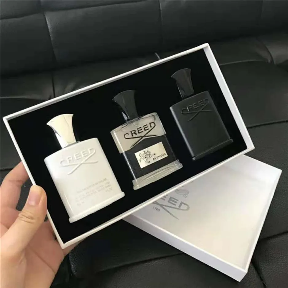 HIGH QUALITY Creed perfume 3 pcs sets Aventus Tweed Silver mountain water fragrance long lasting time cologne 30ml 3312w