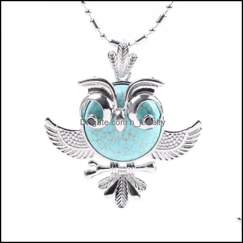 Pendant Necklaces Womens Pendant Jewelry Owl Necklace Natural Crystal Semi-Gemstone Small Animal Model Female Ornament L Dhseller2010 Dhjki