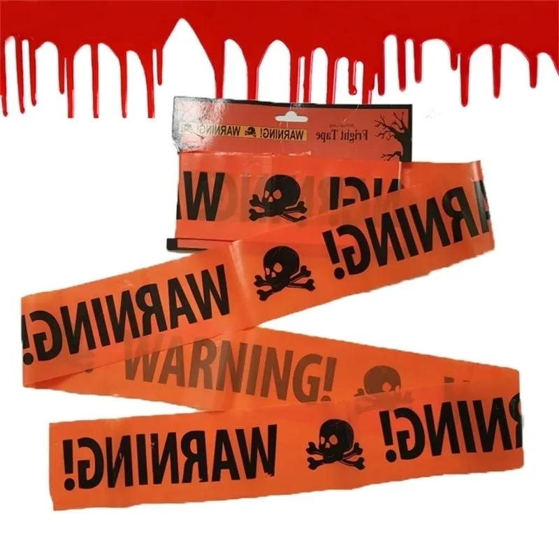 Andra evenemangspartiförsörjningar 6mx8cm Halloween VARNING TAME Signs Props Danger Line Isolation Belt Sign Home Garden Decoration 220901