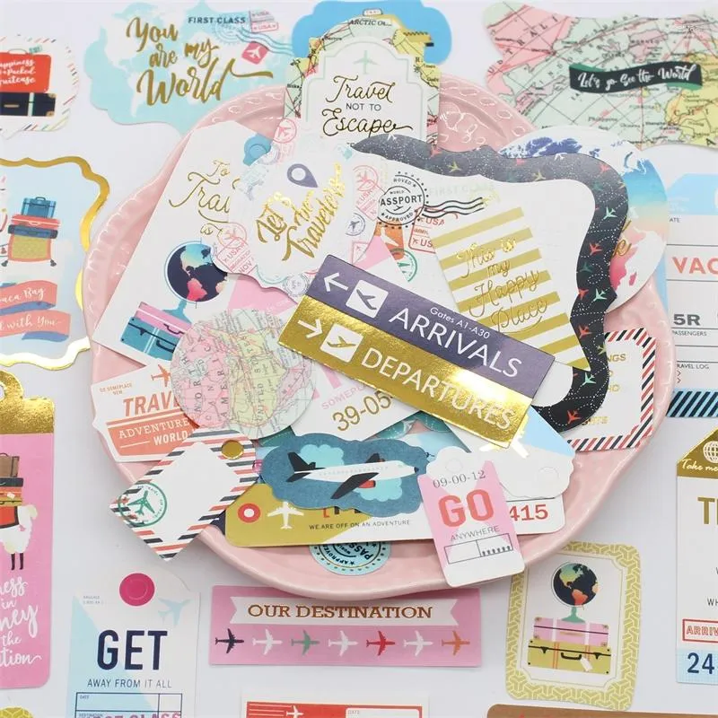Geschenkpapier YPP CRAFT 32 Stück „Let's Be Travelers“-Papieraufkleber für Scrapbooking, Happy Planner/DIY-Bastelarbeiten/Kartenherstellung, Dekoration