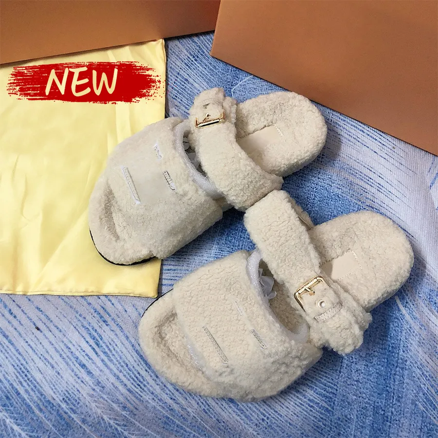 Masowe kapcie Paseo Flat Comfort Shearling Pasp Mule Cream Women Slide Slippper szeroki pasek przedni