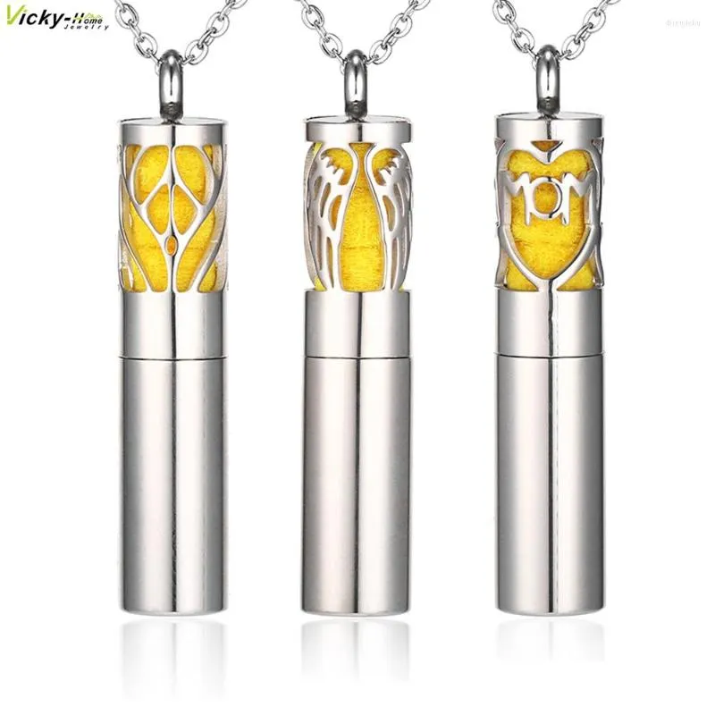 Pendant Necklaces Essential Oil Diffuser Necklace Locket And Container 2-in-1 Stainless Steel With 10 Color