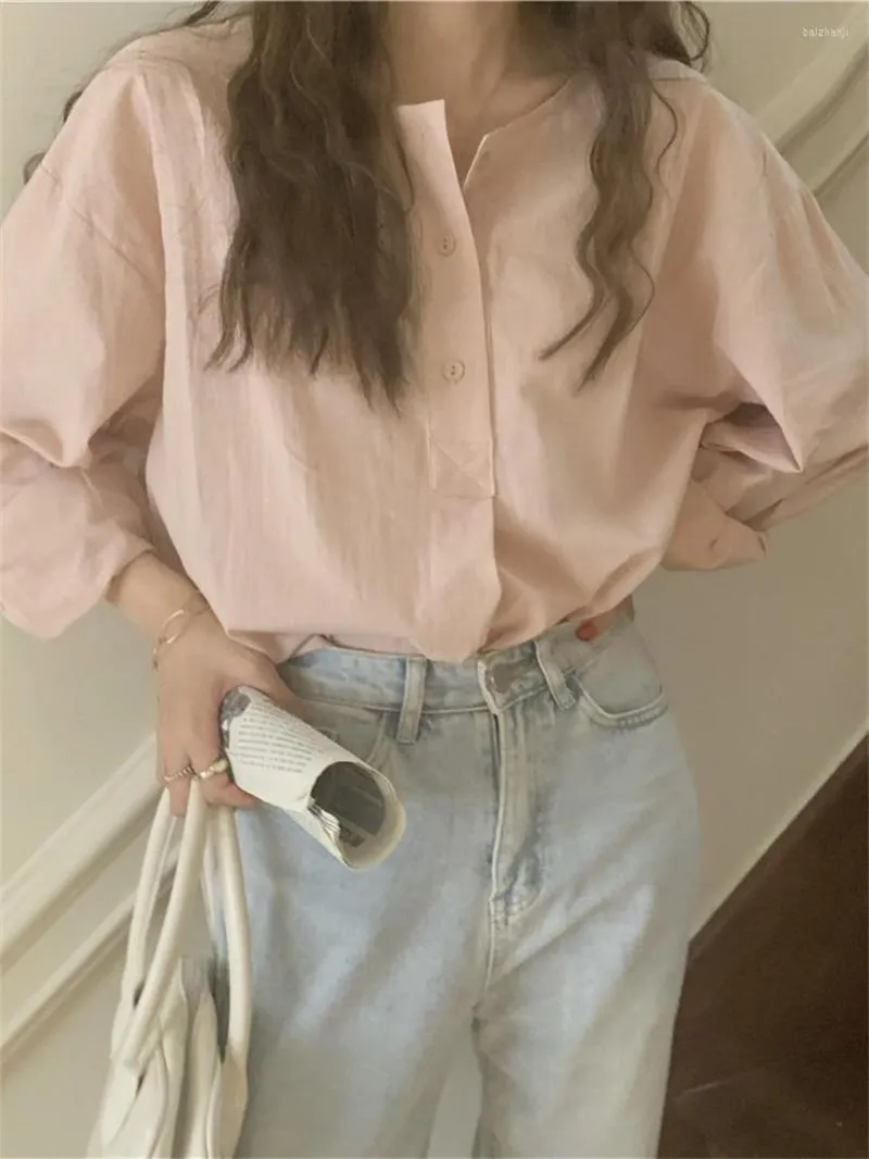 Blouses Femmes HziriP Rose Chemises Vintage Femmes Slim Doux Dame Bureau Porter Lâche 2022 Automne Chic Tout Match Streetwear Casual Mujer