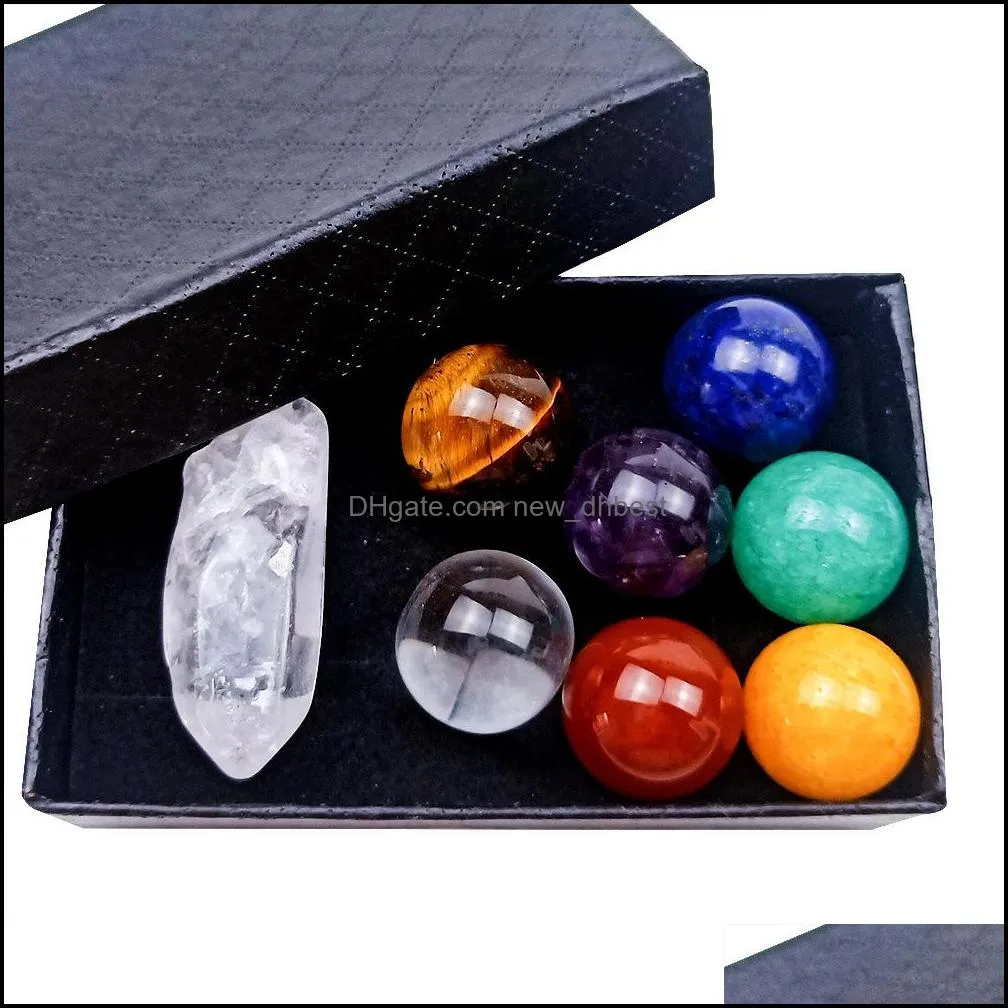 Stone 7Pcs 16Mm Seven Chakra Stone Reiki Healing Crystal Hand Piece Holistic Ncing Polished Palm Natural Stones With Box Dhseller2010 Dhlsu