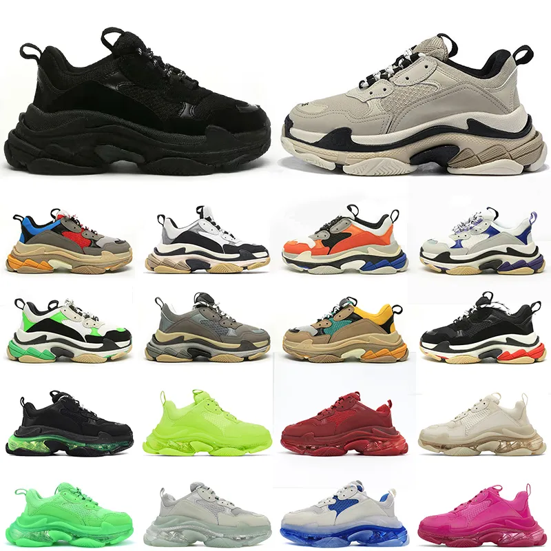 2022 triple s men women designer casual shoes platform sneakers clear sole black white grey red pink blue Royal Green mens trainers Jogging Walking