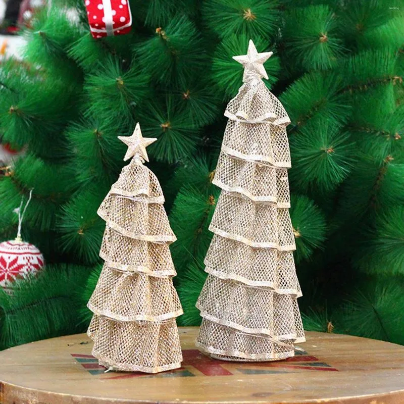 Décorations de Noël Mini arbre avec lumières alimenté par batterie éclairé ornement de bureau décor de fête à la maison
