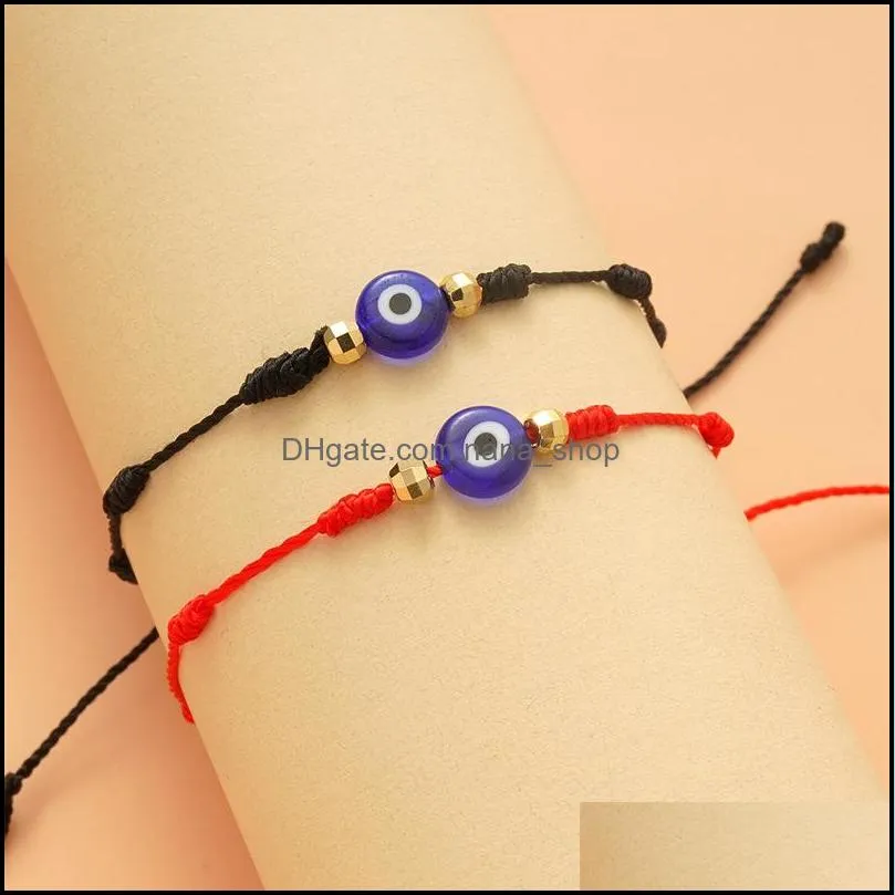 Charm Bracelets Handmade Turkish Lucky Evil Eye Bracelets For Women Men Blue Eyes Braided Red Rope Bracelet Friendship J Dhseller2010 Dhhyf