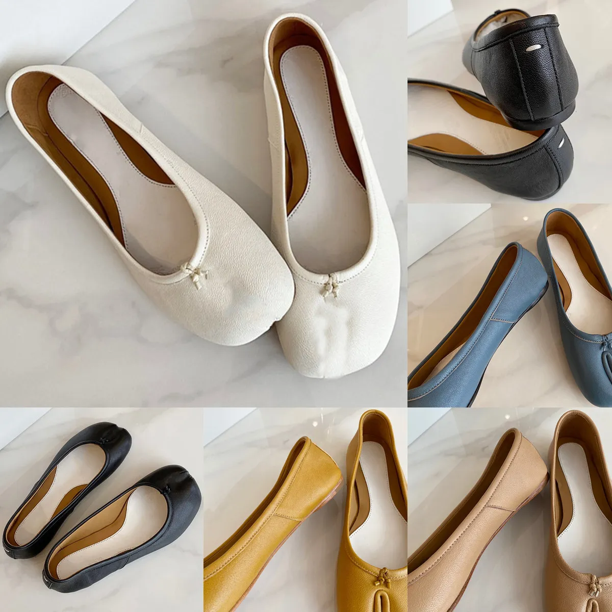5 Estrellas Tabi Cuir Ballerines Luxe Design Chaussure