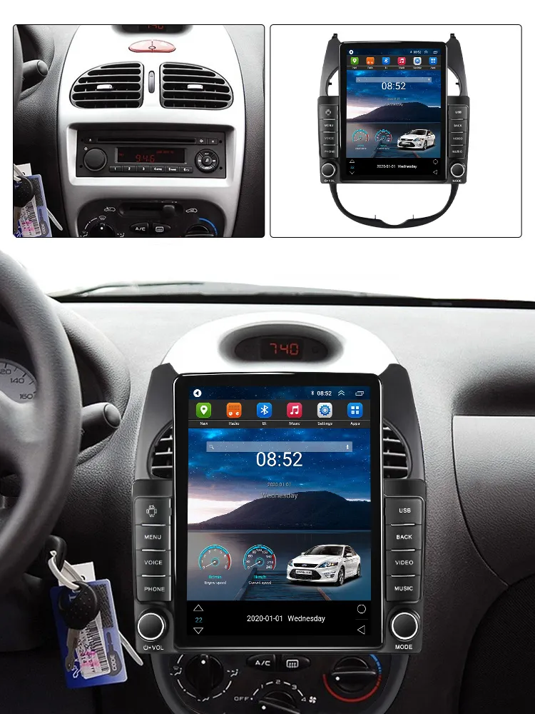 2000-2016 Peugeot 206 Android 12.0 9 pulgadas Navegación GPS Radio  Bluetooth HD Pantalla táctil WIFI USB Carplay compatible con cámara de  respaldo