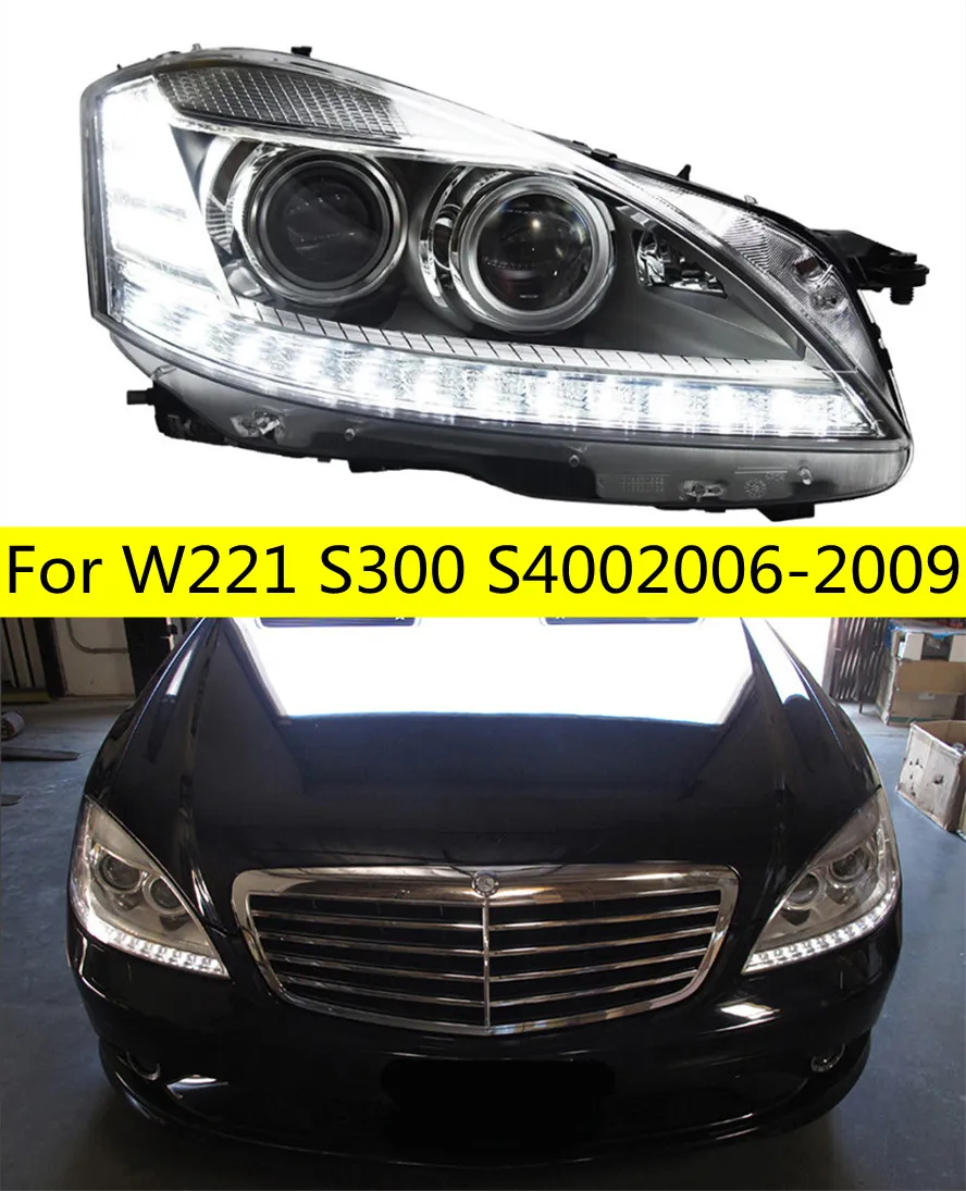 Faróis de carro para w221 2006-2009 s300 s400 led substituição de luz drl lente de feixe alto farol dianteiro diurno