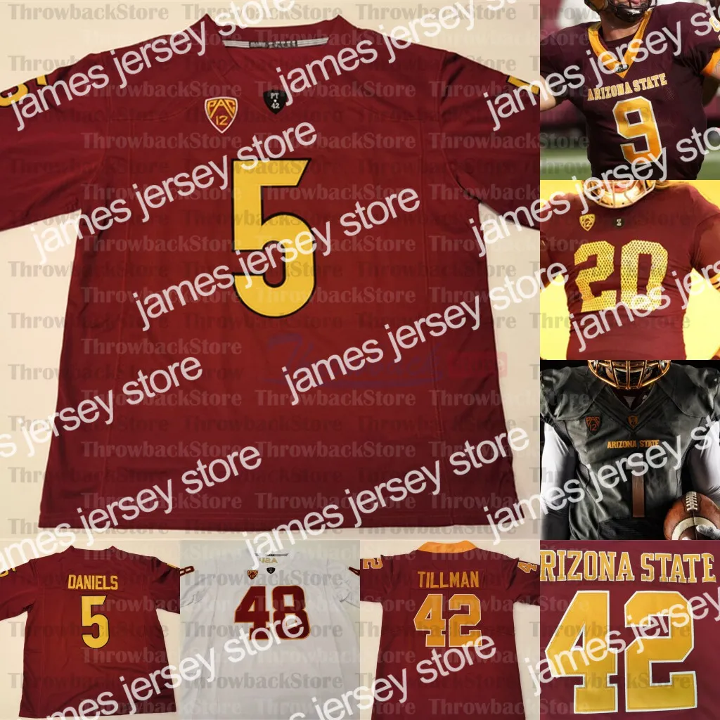 Vêtements de football universitaire américain Maillots de football personnalisés de l'Arizona State College Terrell suggère Pat Tillman Jayden Daniels Benjamin Aiyuk Darby Lole Kearse-Thomas Har