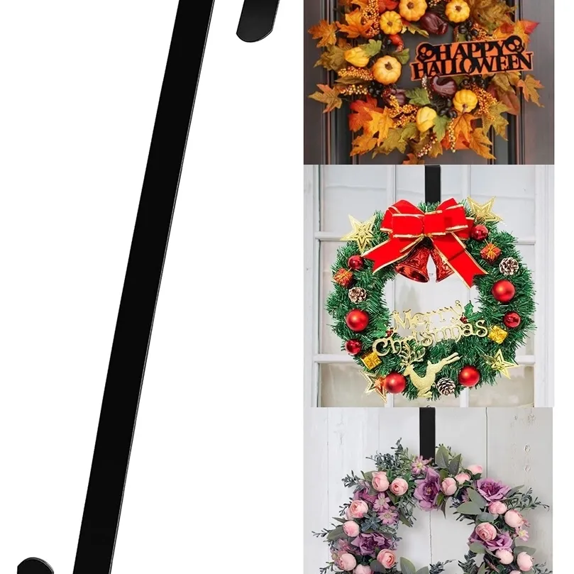 Décorations de Noël Cintre de guirlande pour porte d'entrée Halloween Noël Décoration de Pâques Métal sur la porte Crochet unique Ornement Guirlande Cintre de porte 220901