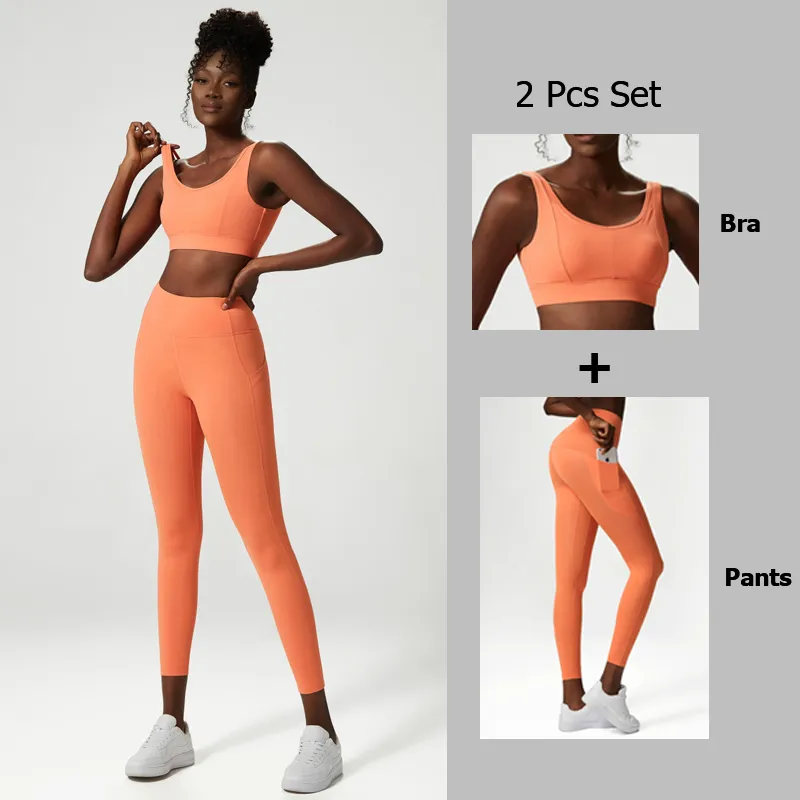 2/3 Pieces Fitness Yoga Set Women Solid Color Running Gym Suit