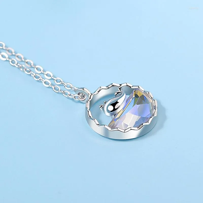 Pendant Necklaces 925 Stamp Whale For Women Magic Color Blue Sea Clavicle Chain Ocean Series Fashion Silver Jewelry2810