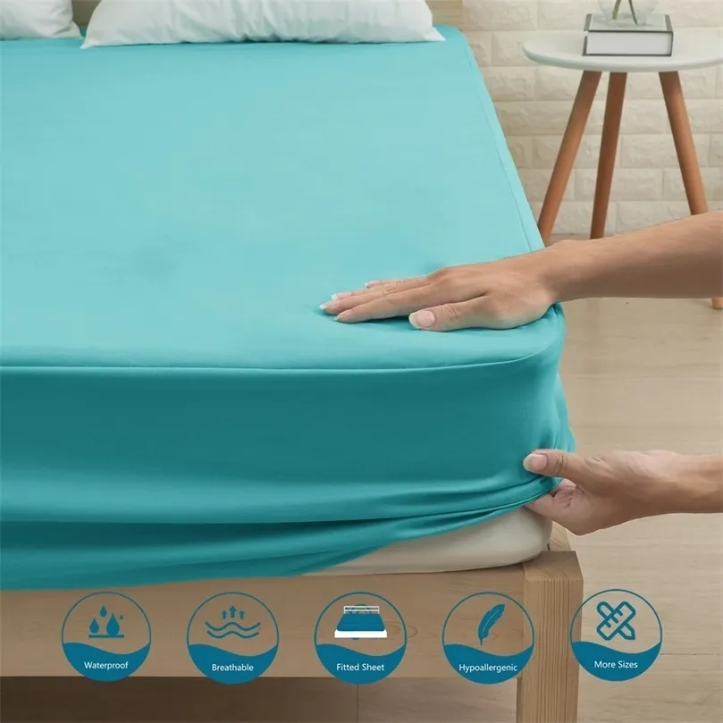 Ensembles de draps Couvre-lit imperméable Drap-housse coloré Housse de protection de matelas sablée imperméable sabanas bajeras ajustables cama 150 220901