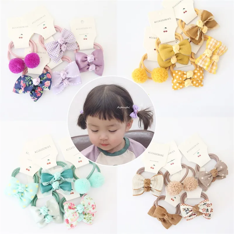 Hair Accessories Sweet HairBand Girls Bows Elastic Rubber Flower Small Ball Scrunchies Baby Kids Hair Ties 20220902 E3