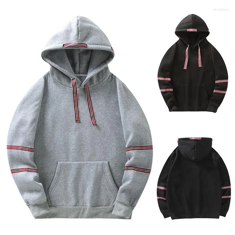 Hommes Hoodies Tuile Hommes Ruban Conception Chandail Accessoires De Base À Capuche Pull Solide Couleur Casual Hommes 2022