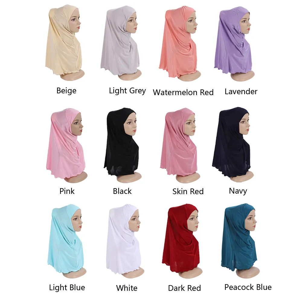Berretti con teschio/berretti per bambini Ragazze Hijab musulmano One Piece Islamico Copertura completa Sciarpa araba Scialli Ramadan Pronto da indossare Berretto istantaneo Turbante Cappello da preghiera 7-12 anni