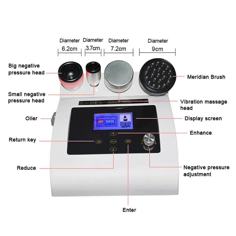 Hälso -prylar 4 i 1 EMS Vibration Vakuumsug Elektriskt negativt tryck Kupning Massager Salong Health Instrument muddrande meridian termisk fysioterapi